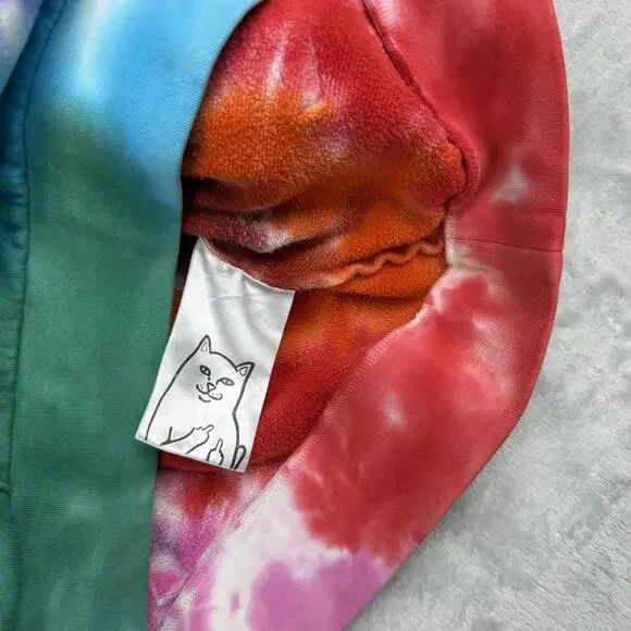 Ripndip Tie-Dye Hoodie Multicolor Streetwear Pullover Graphic Logo Men Sz L Y2K - Picture 6 of 9